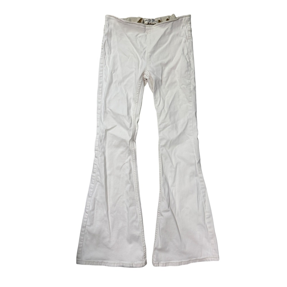 We The Free Penny Flare Jeans Women 27 Cream Good Pull On High Rise Bell Bottom